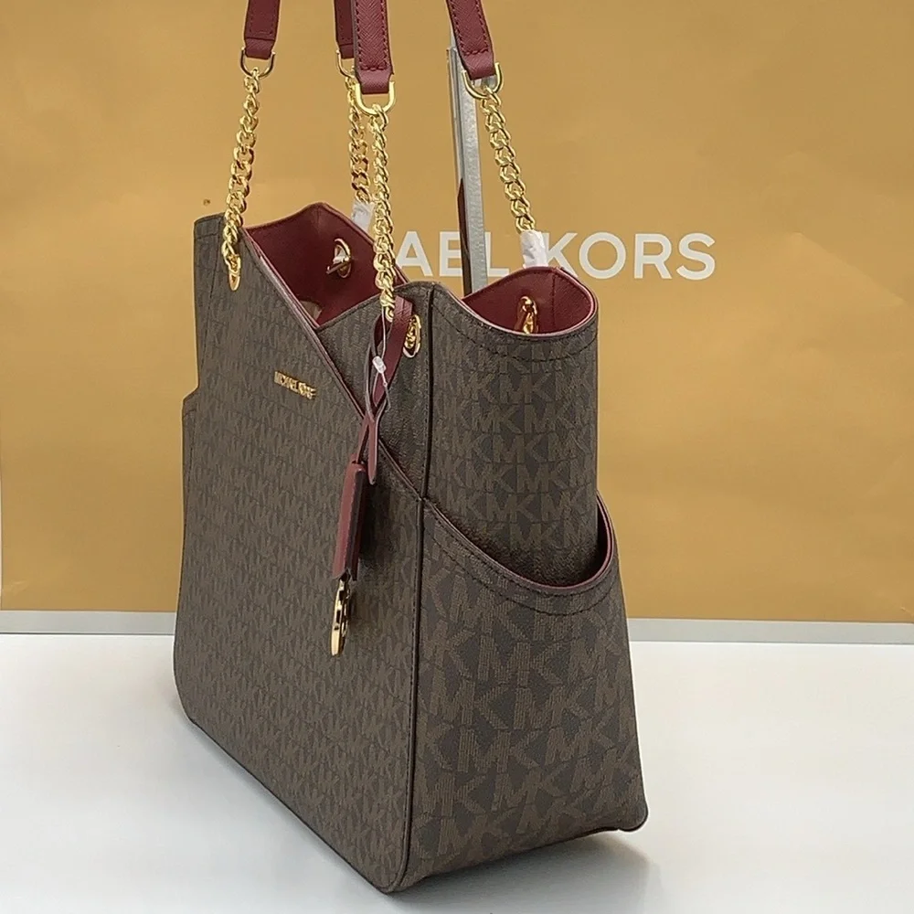 MICHAEL KORS  Jet Set Large Logo Tote Shoulder Bag COLOR DARK CHERRY NWT